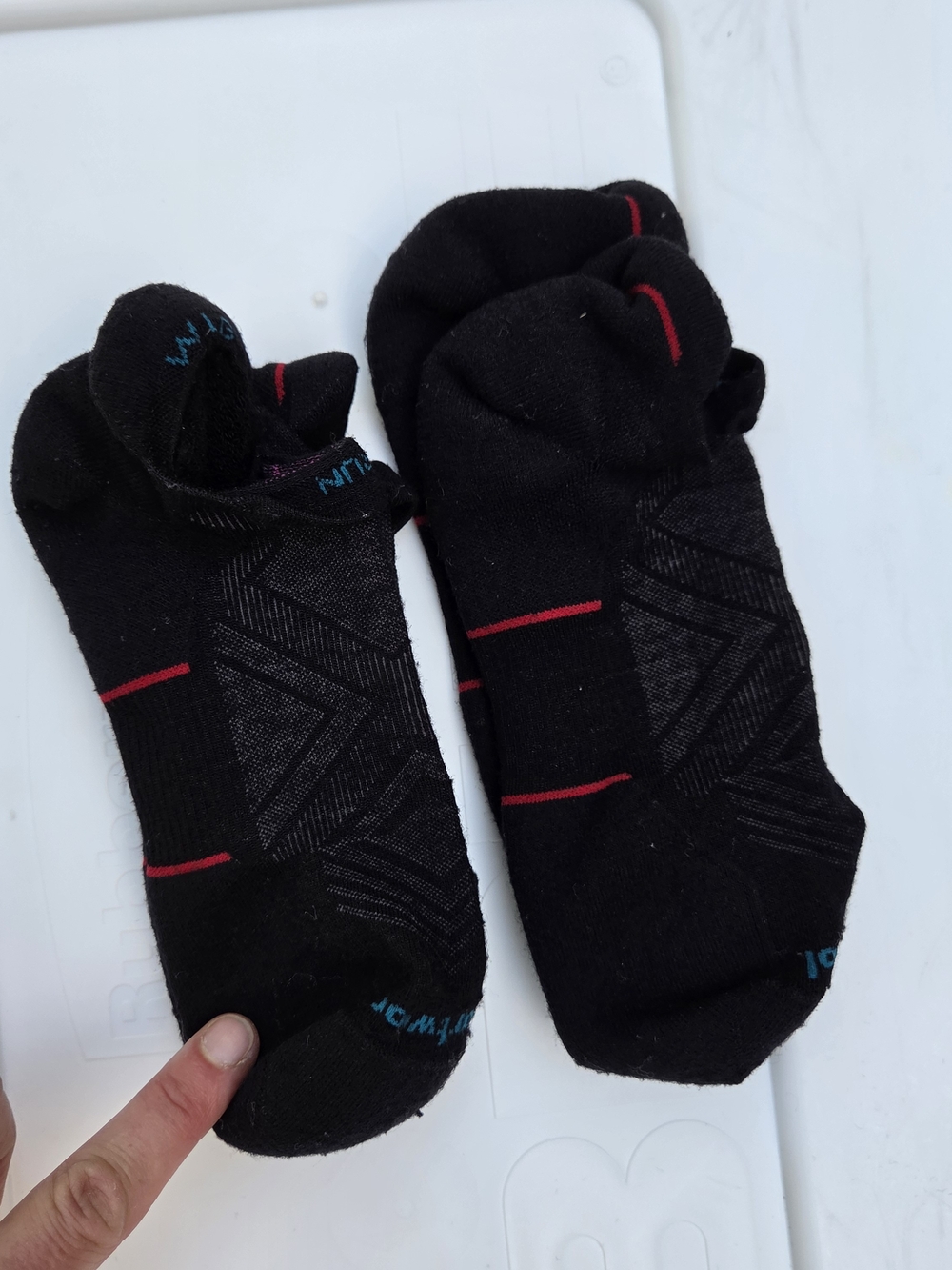 Smartwool Black No-Show Athletic Socks with Red Stripes